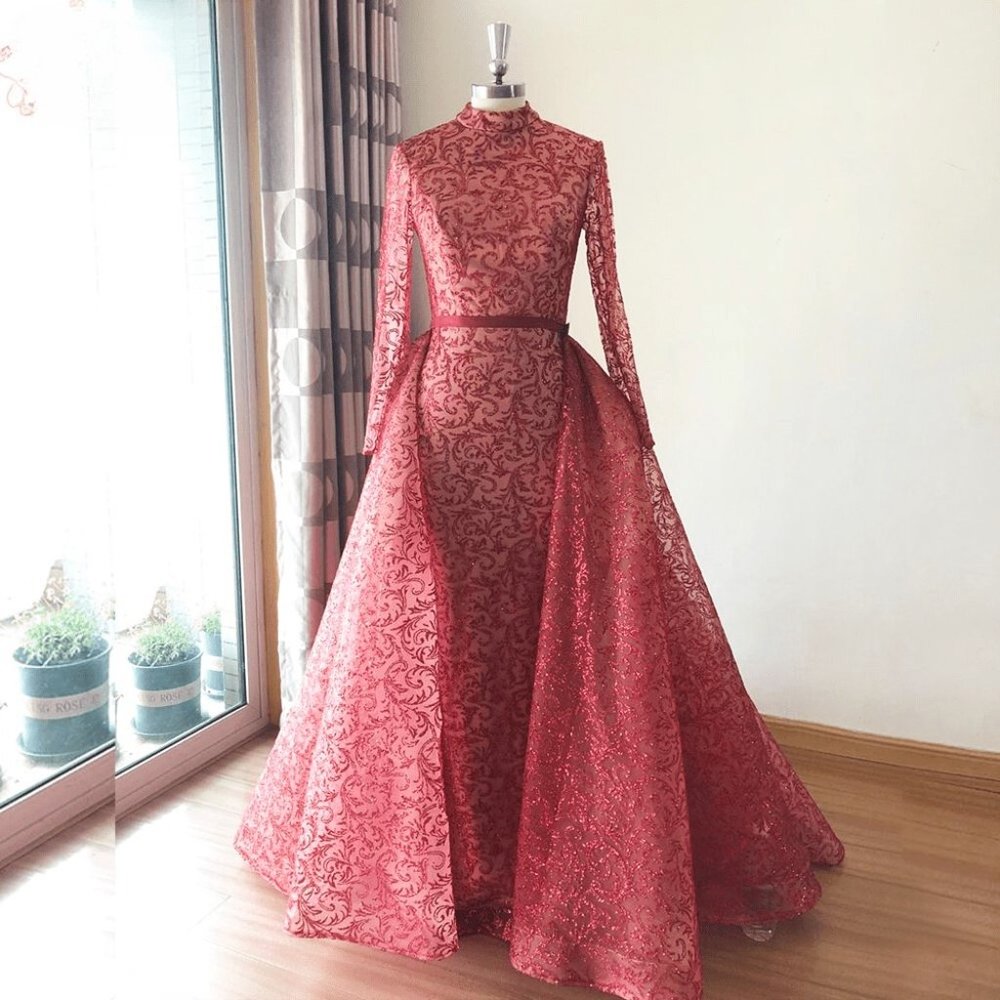 Portia and Scarlett Lace Glittery Long Sleeve Detachable Overskirt Dress - Picture 6 of 13